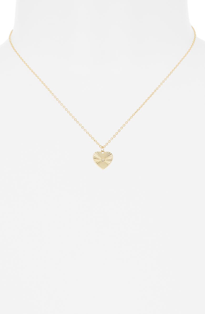 NORDSTROM RACK 14K Gold Plated Lab Grown Diamond Fluted Heart Pendant Necklace, Alternate, color, Lab Grown Diamond- Gold