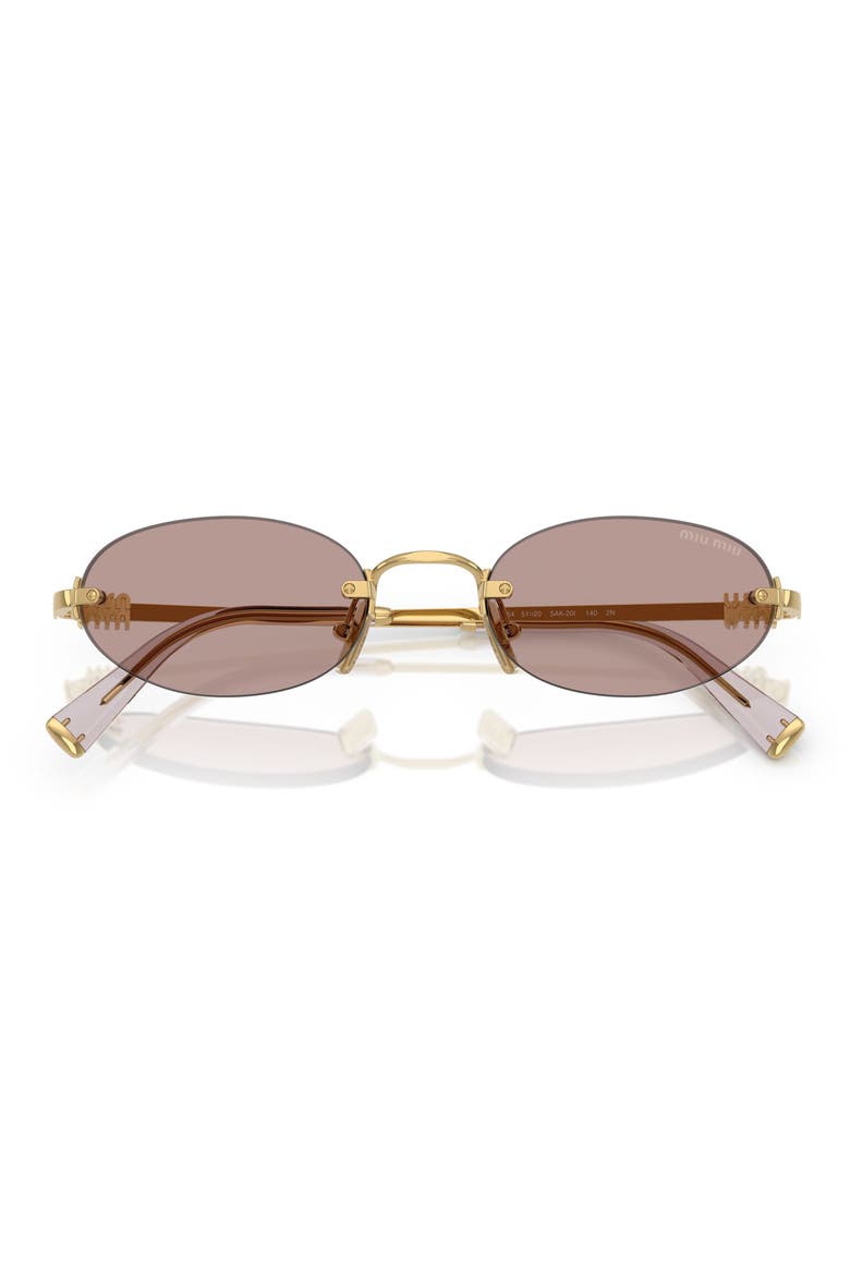 51mm Oval Rimless Sunglasses, Main, color, GOLD