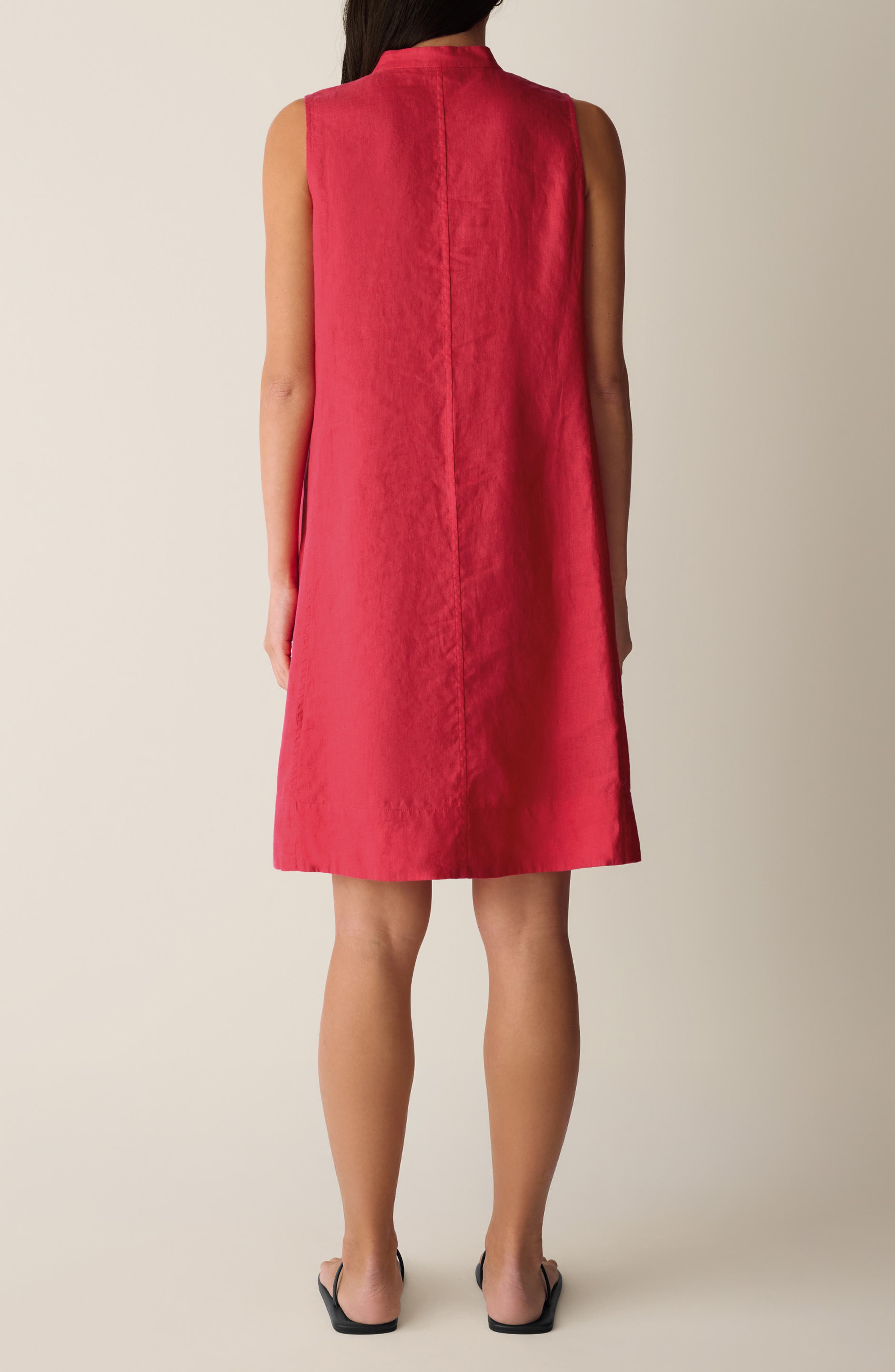 Split Neck Organic Linen Shift Dress - image 2
