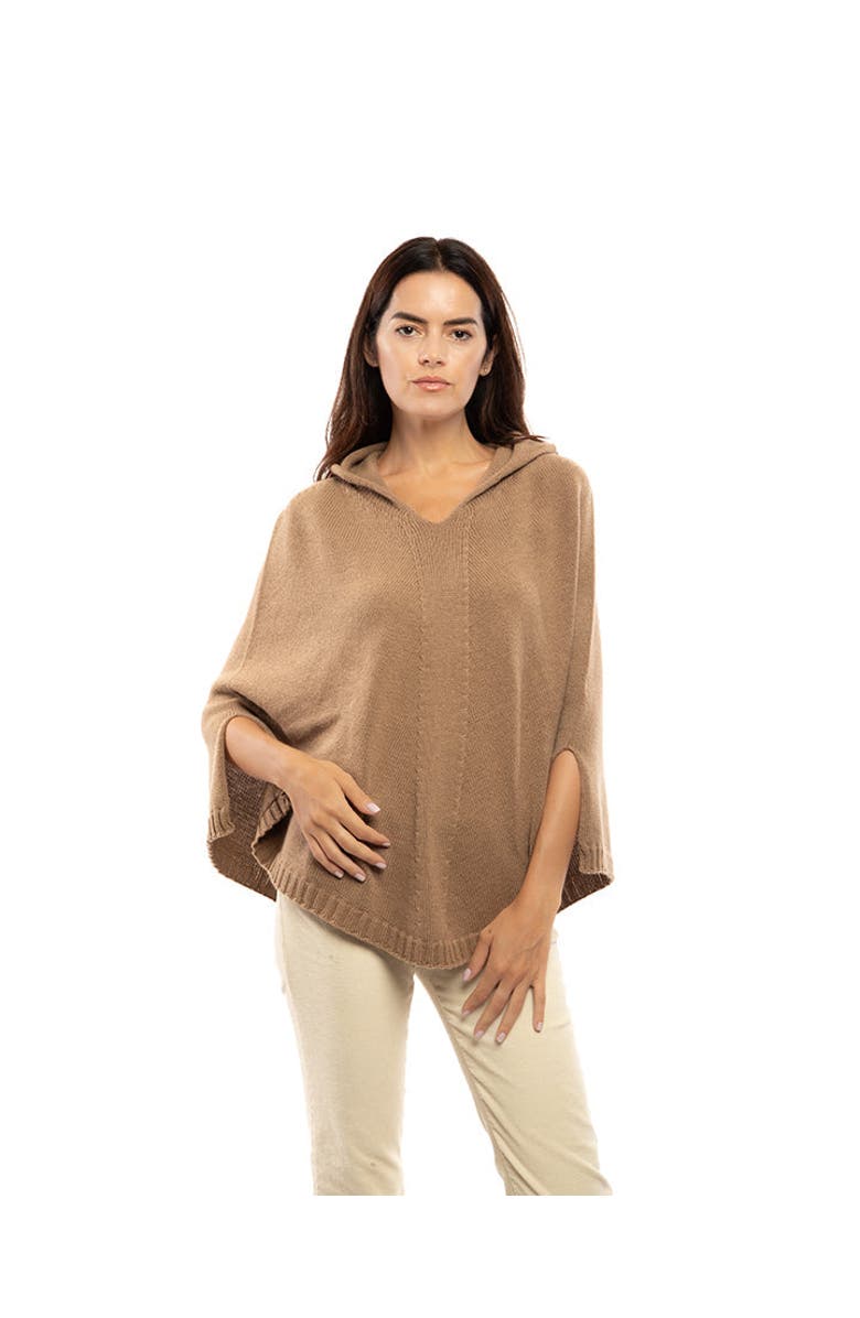 Monticelli Cashmere Pure Cashmere Hooded Poncho, Alternate, color, Black