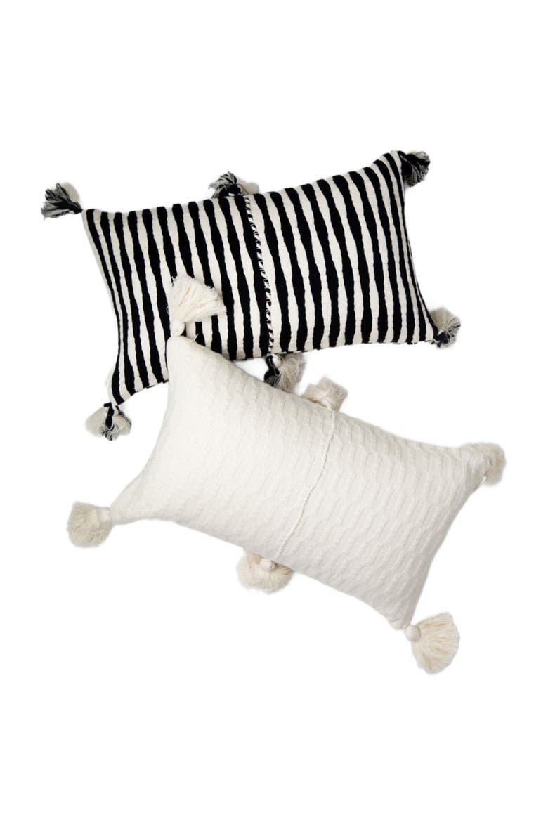 Antigua Classic Striped Handwoven Cotton Throw Pillow, Alternate, color, Black and Ivory