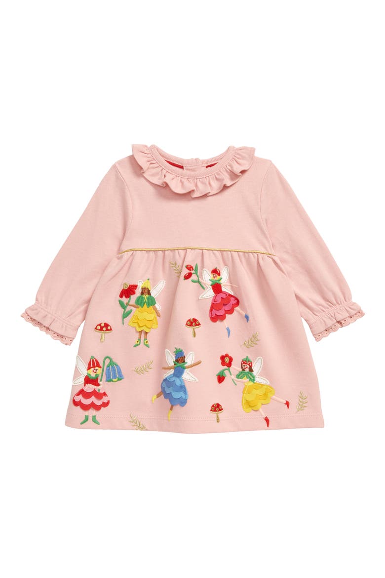 Appliqué Fairies Cotton Dress, Main, color, BOTO PINK FAIRIES