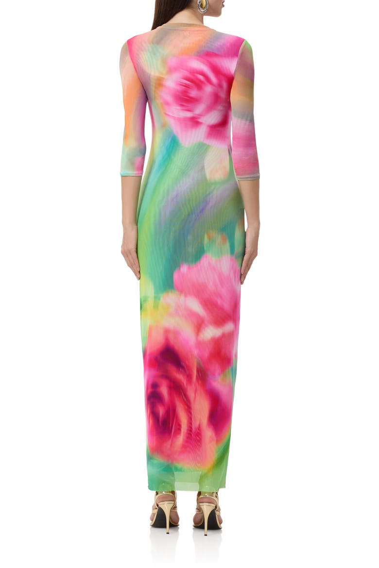 Kira Floral Print Body-Con Dress, Alternate, color, GREEN ROSE