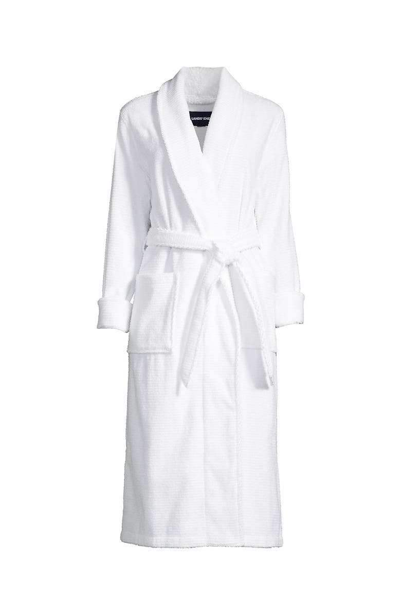 Lands' End Cotton Terry Long Spa Bath Robe, Alternate, color, 
