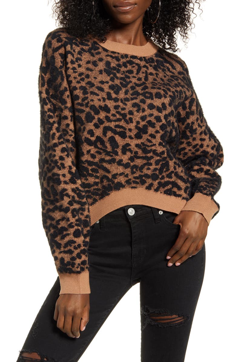 J.O.A. Leopard Print Sweater, Main, color, 