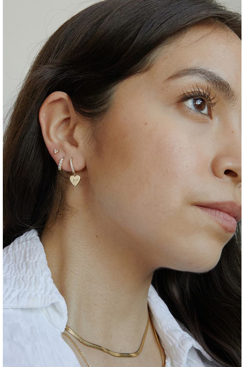 Suzanne Cubic Zirconia Huggie Hoop Earrings, Alternate, color, 925 YG / CLEAR