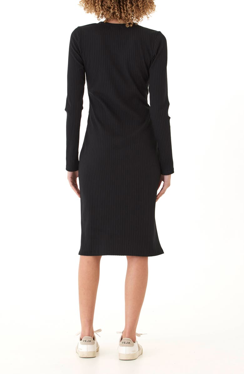 Threads 4 Thought Micah Long Sleeve Stretch Organic Cotton Rib Dress, Alternate, color, Black