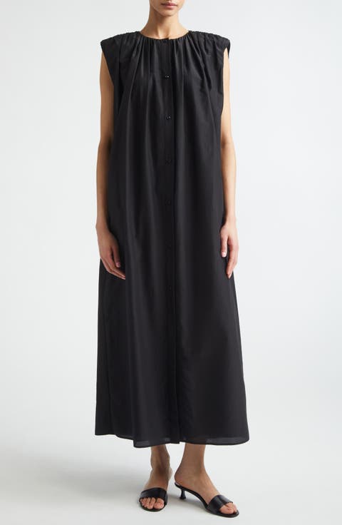 Cara Gathered Sleeveless Cotton & Silk Voile Shirtdress