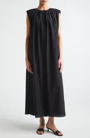 LOULOU DE SAISON Cara Gathered Sleeveless Cotton & Silk Voile Shirtdress