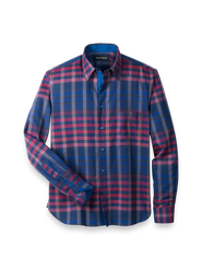 Paul Fredrick Cotton Plaid Point Collar Casual Shirt
