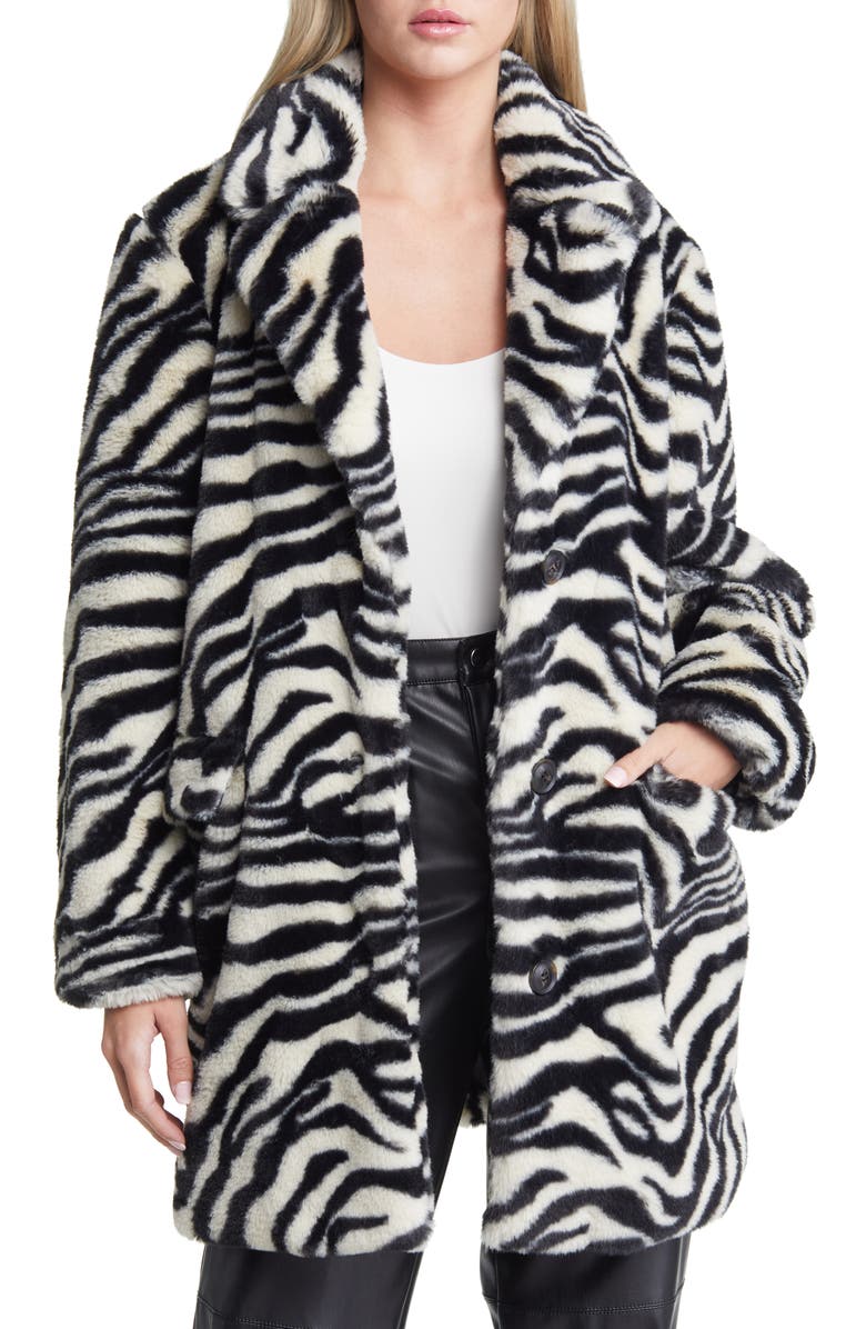 VERO MODA Rome Stripe Faux Fur Jacket, Main, color, 