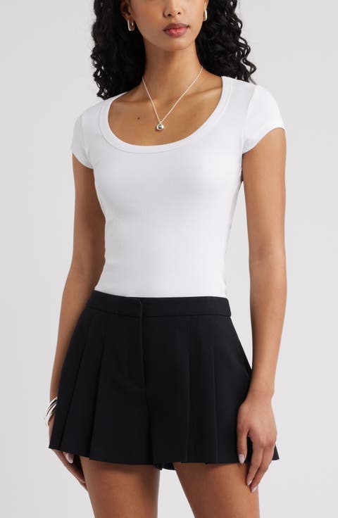 Scoop Neck Stretch Cotton T-Shirt