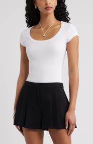 Open Edit Scoop Neck Stretch Cotton T-Shirt