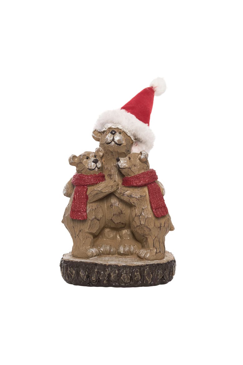 Multicolor Christmas Woodland Bear Figurine Decorative Resin, Main, color, Multicolored