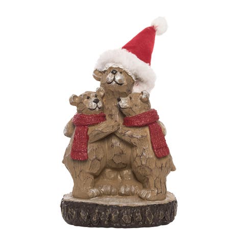 Multicolor Christmas Woodland Bear Figurine Decorative Resin