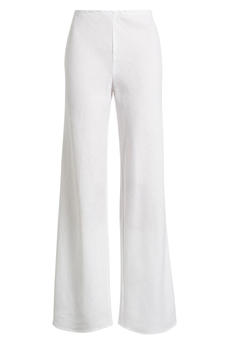 Gale High Waist Linen Pants, Alternate, color, WHITE