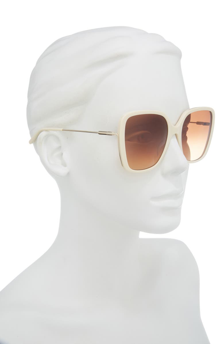 Chloé 57mm Novelty Square Sunglasses, Alternate, color, Ivory Gold Brown