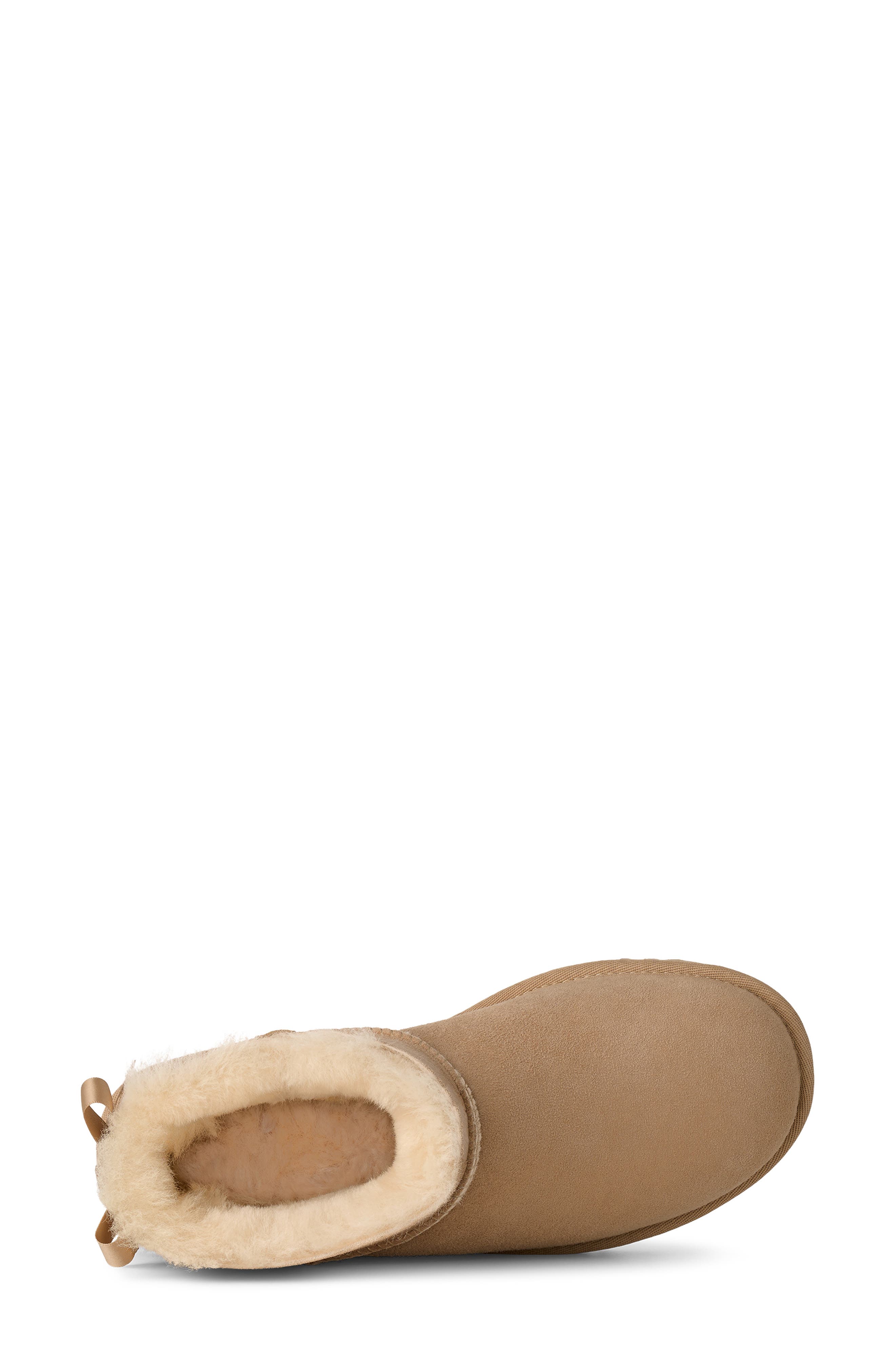 Ultra Mini Bailey Bow Genuine Shearling Boot, Alternate, color, SAND