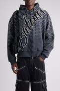Balenciaga Big B Logo Embroidered Full Zip Dry Fleece Hoodie