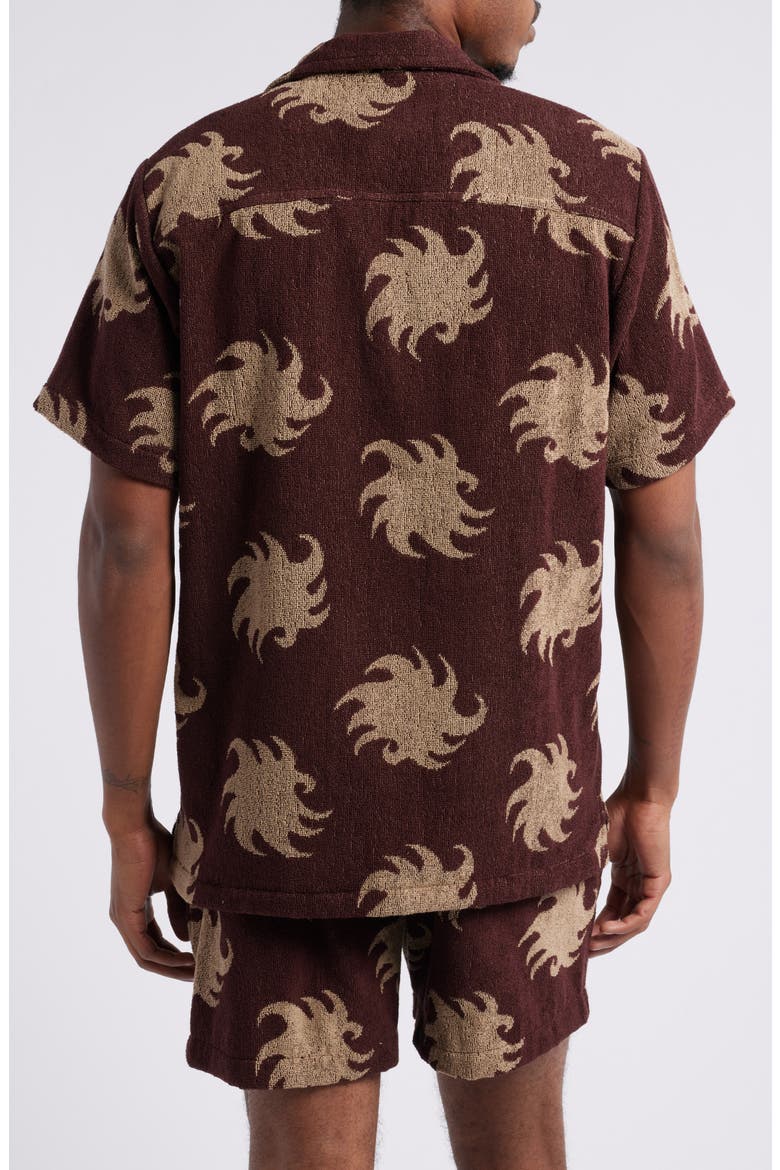 Mocha Ember Terry Cloth Camp Shirt, Alternate, color, MOCHA