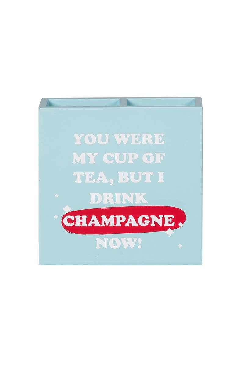 Totalee Gift I Drink Champagne Now Desk Organizer Wood Blue, Main, color, Blue