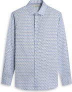 Bugatchi Julian Shaped Fit Geometric Wave Print Stretch Cotton Button-Up Shirt