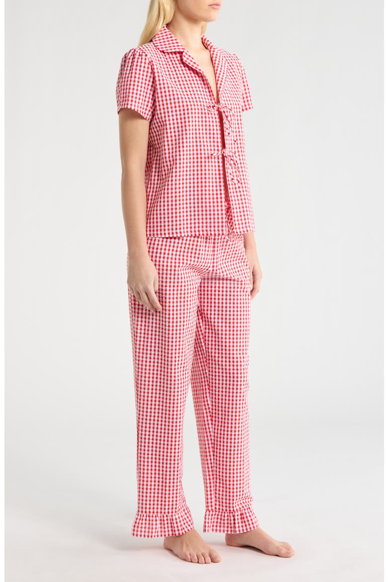 Gingham Seersucker Pajamas, Alternate, color, RED COMBO