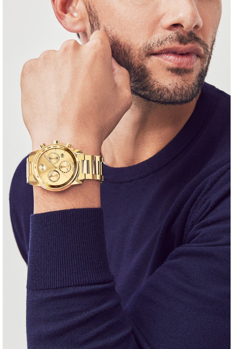 Bold Verso Chronograph Bracelet Watch, 44mm, Alternate, color, GOLD