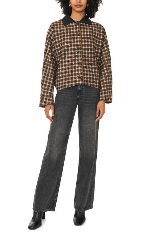 1.state Plaid Button Front Jacket In Medium Heather Grey
