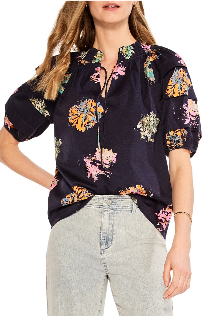 NIC+ZOE Bright Spot Smocked Neck Top, Main, color,