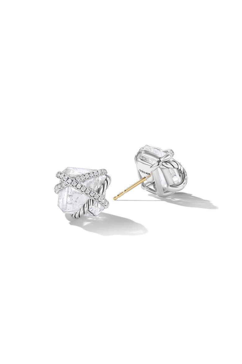Cable Wrap Stud Earrings, Alternate, color, STERLING SILVER/ CRYSTAL