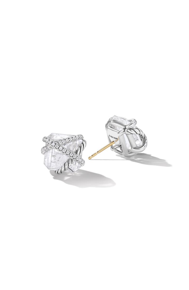 David Yurman Cable Wrap Stud Earrings, Alternate, color, Sterling Silver/ Crystal