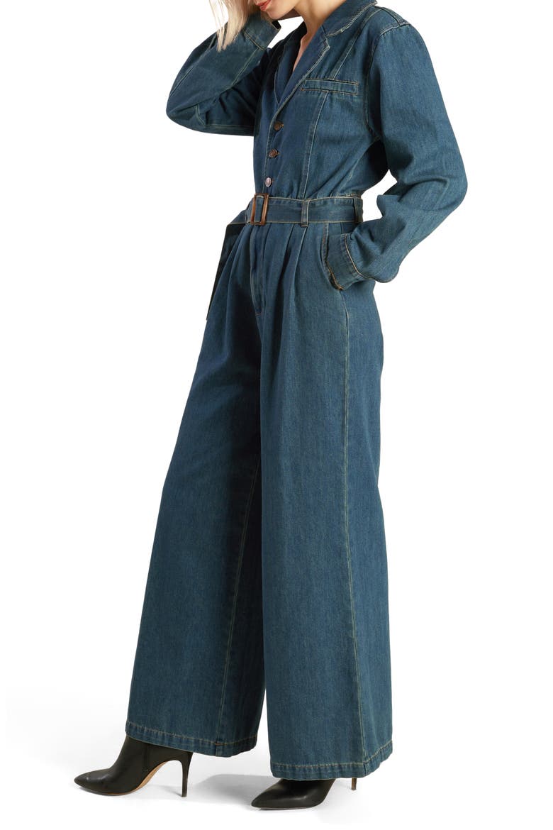 Long Sleeve Denim Jumpsuit, Alternate, color, INDIGO DENIM