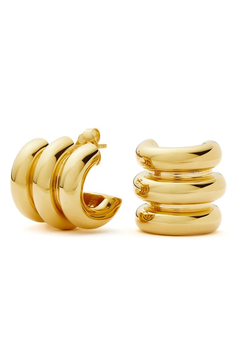 Missoma Chubby Triple Ridge Small Hoop Earrings, Main, color, Gold