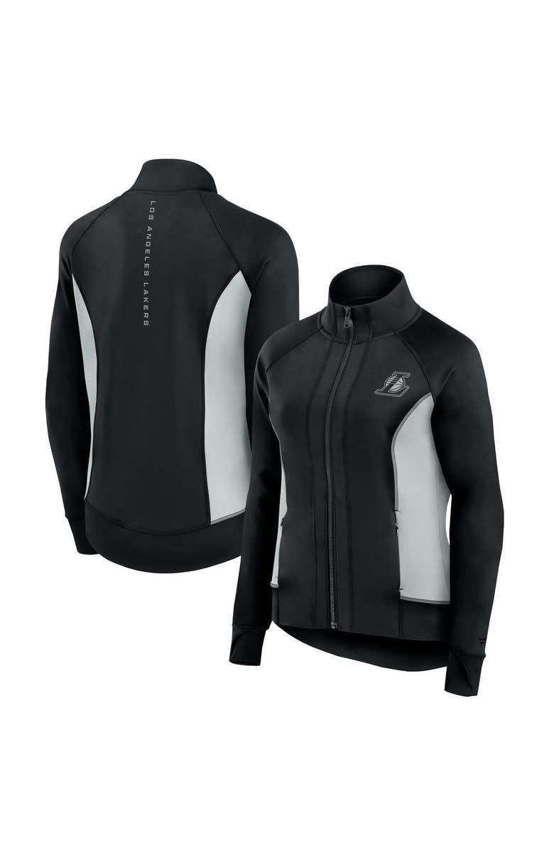 Fanatics Signature Women's Fanatics Signature Black Los Angeles Lakers Studio Fitted Full-Zip Gym Track Jacket, Main, color, Black