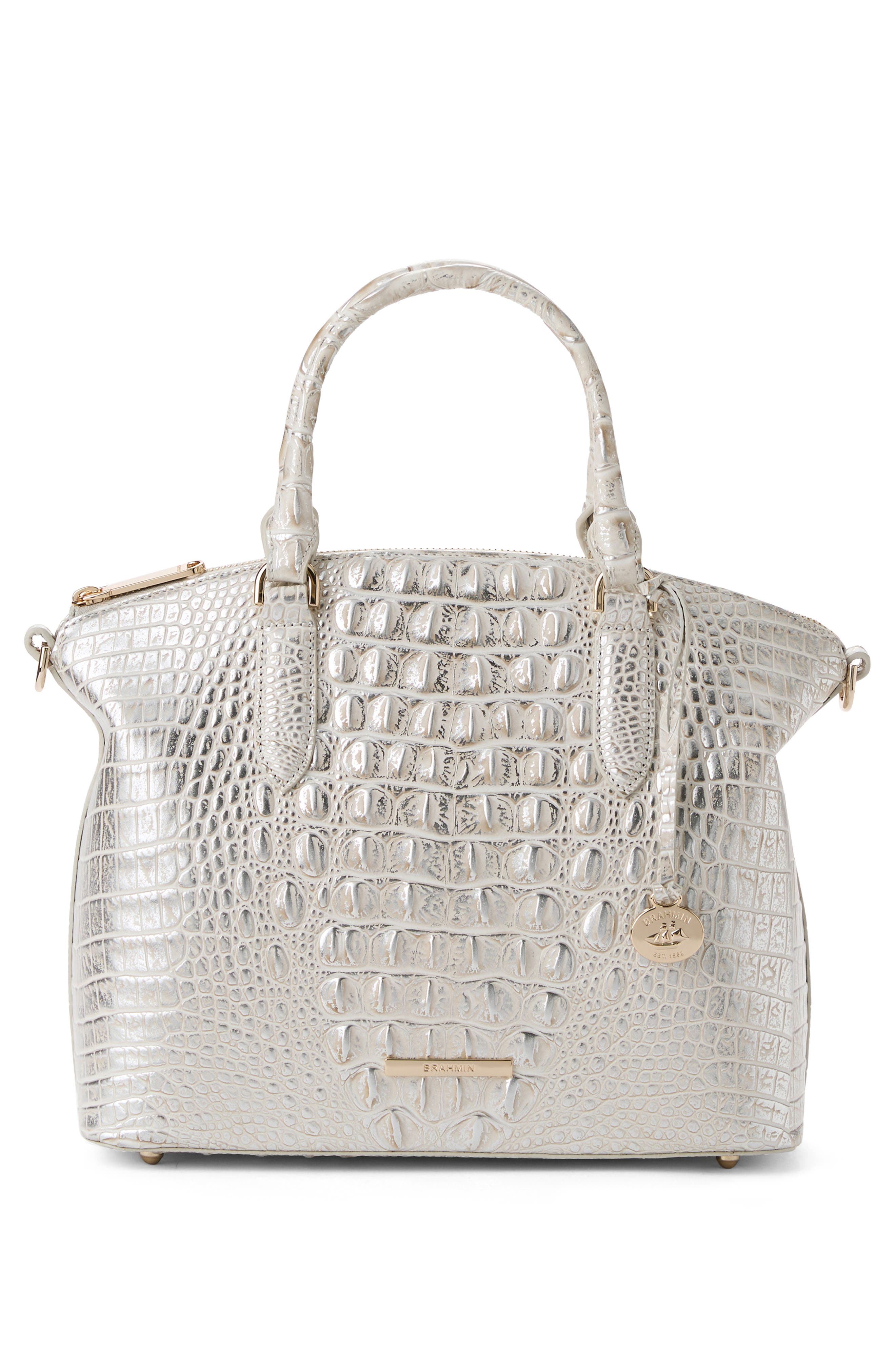 Brahmin Duxbury Croc Embossed Leather Satchel, Alternate, color, 