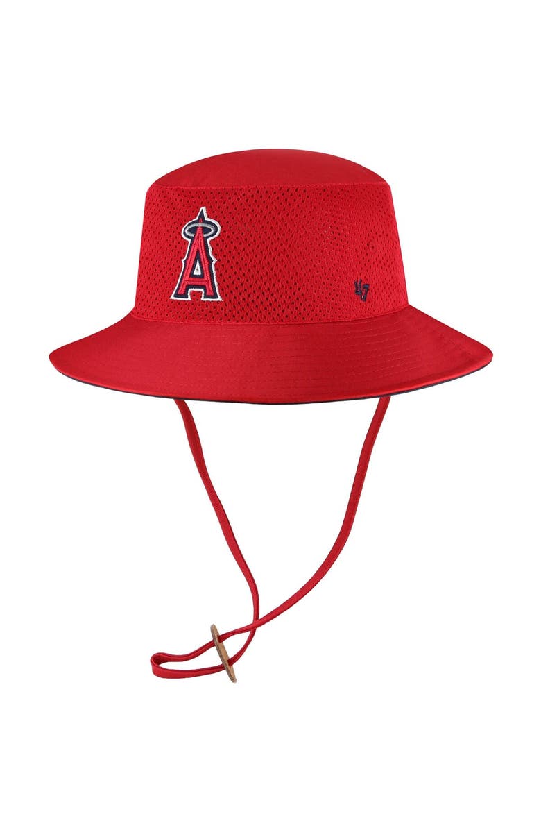 '47 Men's '47 Red Los Angeles Angels Panama Pail Bucket Hat, Main, color, 