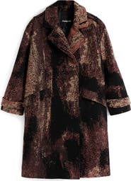 Desigual Marble Print Overcoat