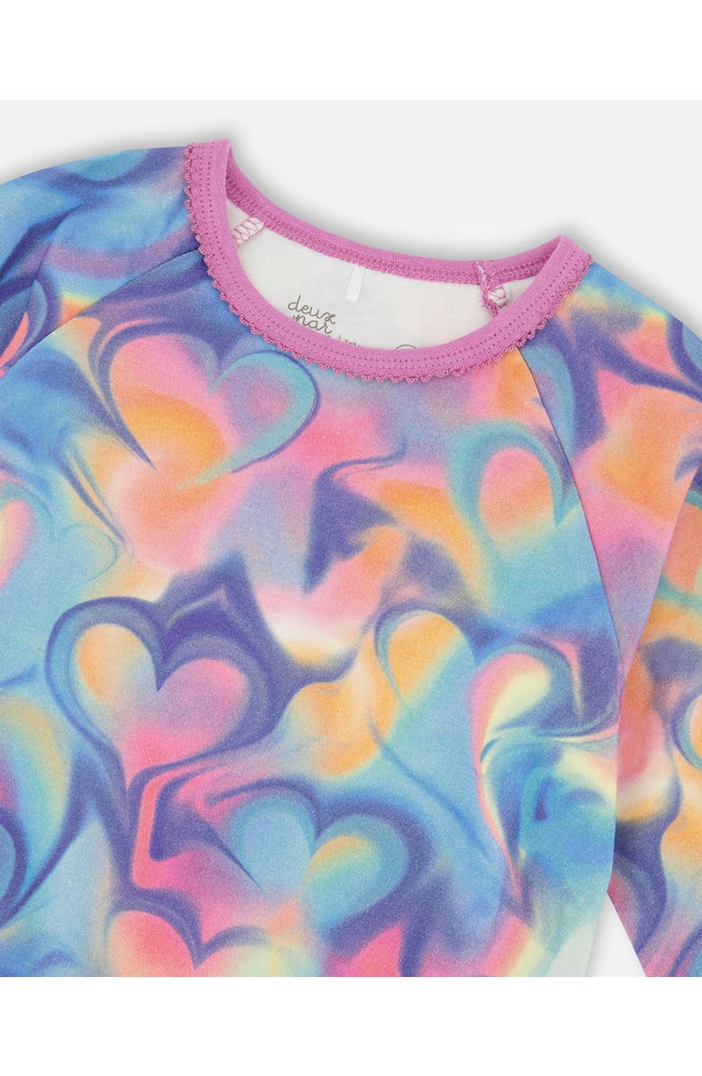 Deux par Deux Organic Cotton Two-Piece Pajamas, Alternate, color, Rainbow Heart Print