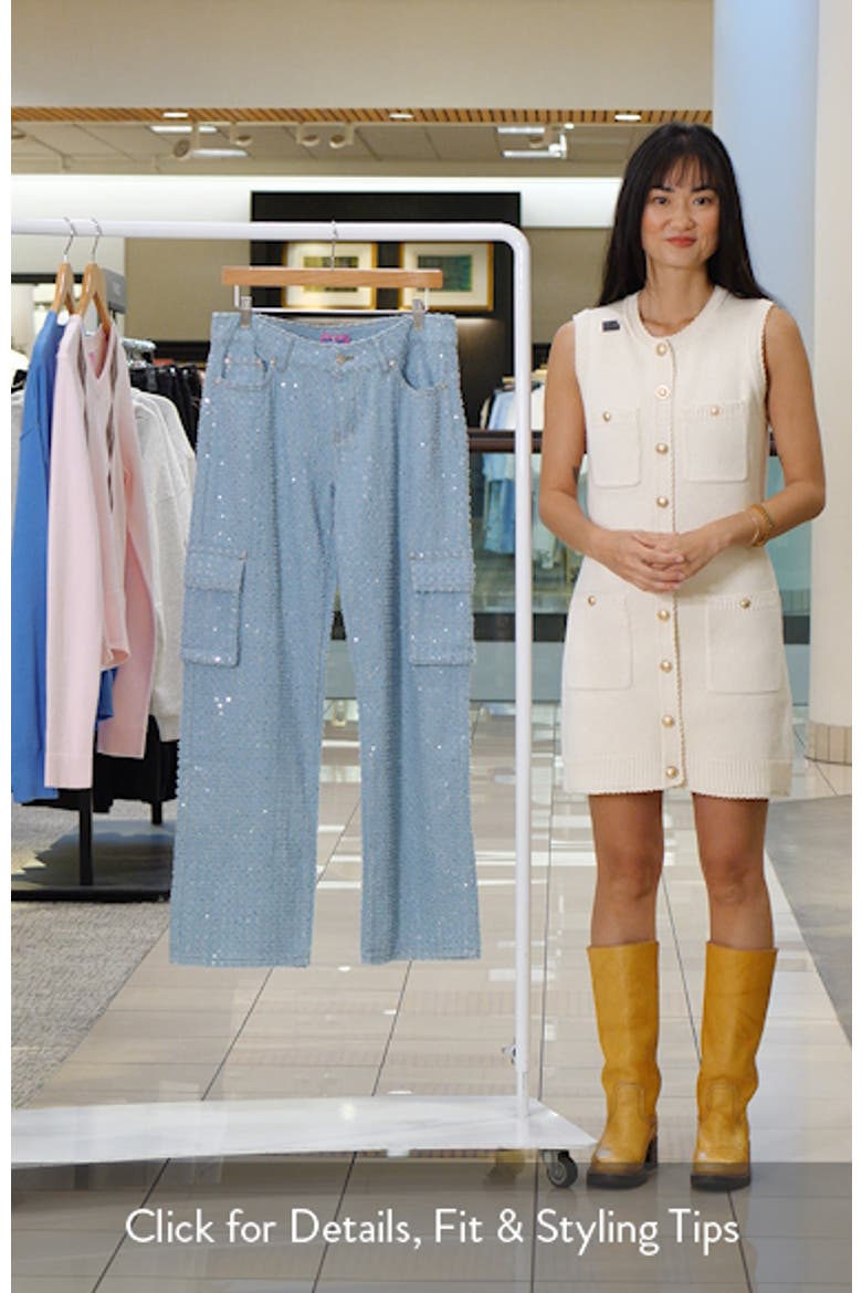 Icing Sequin Low Rise Cargo Jeans video