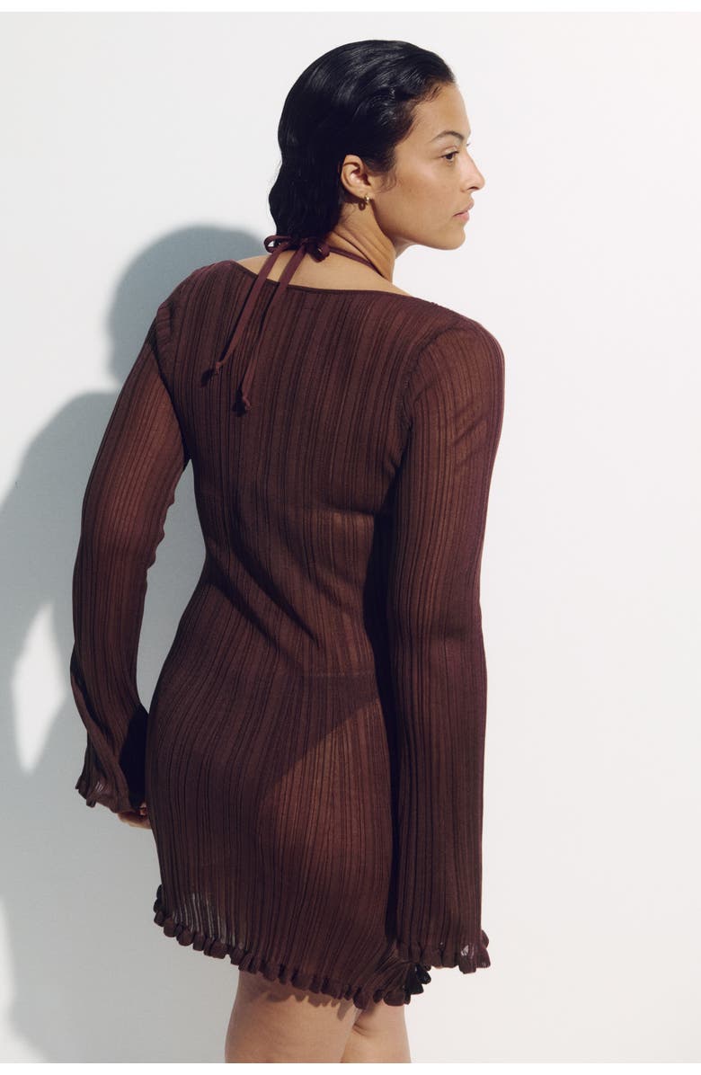 H&M Rib-knit Beach Dress, Alternate, color, Dark Brown