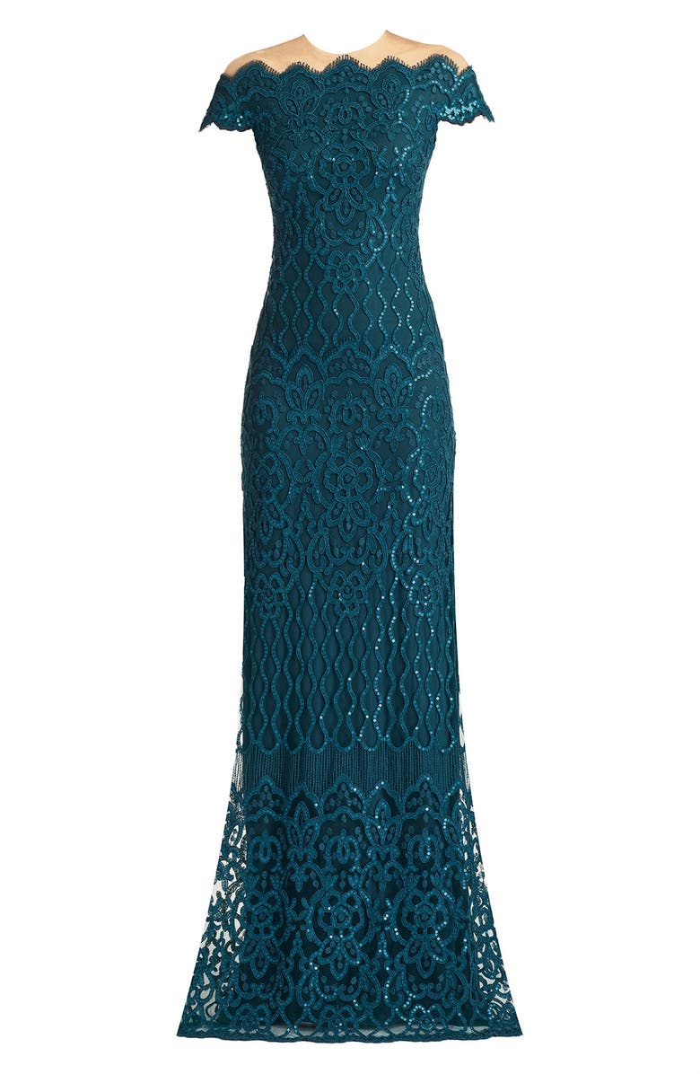 Tadashi Shoji Rhinestone Paisley Gown, Alternate, color, Starry Night