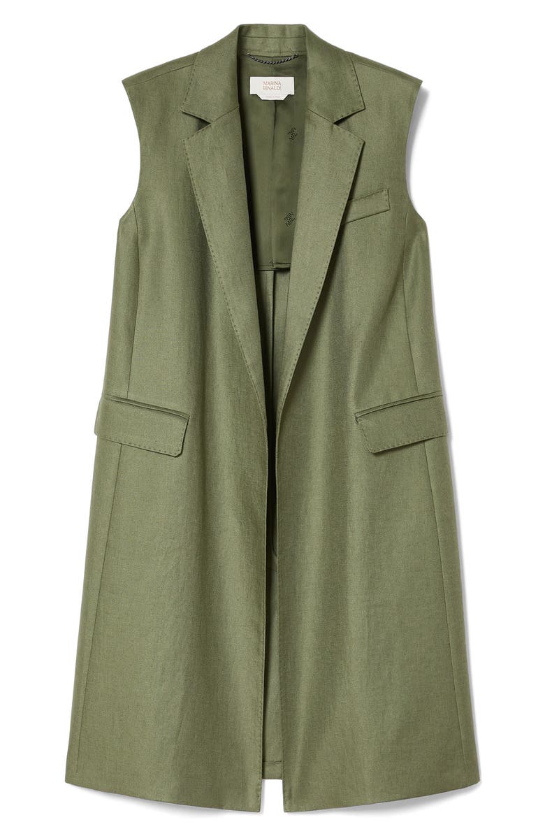 Marina Rinaldi Mallo Long Linen Vest, Alternate, color, Olive Green