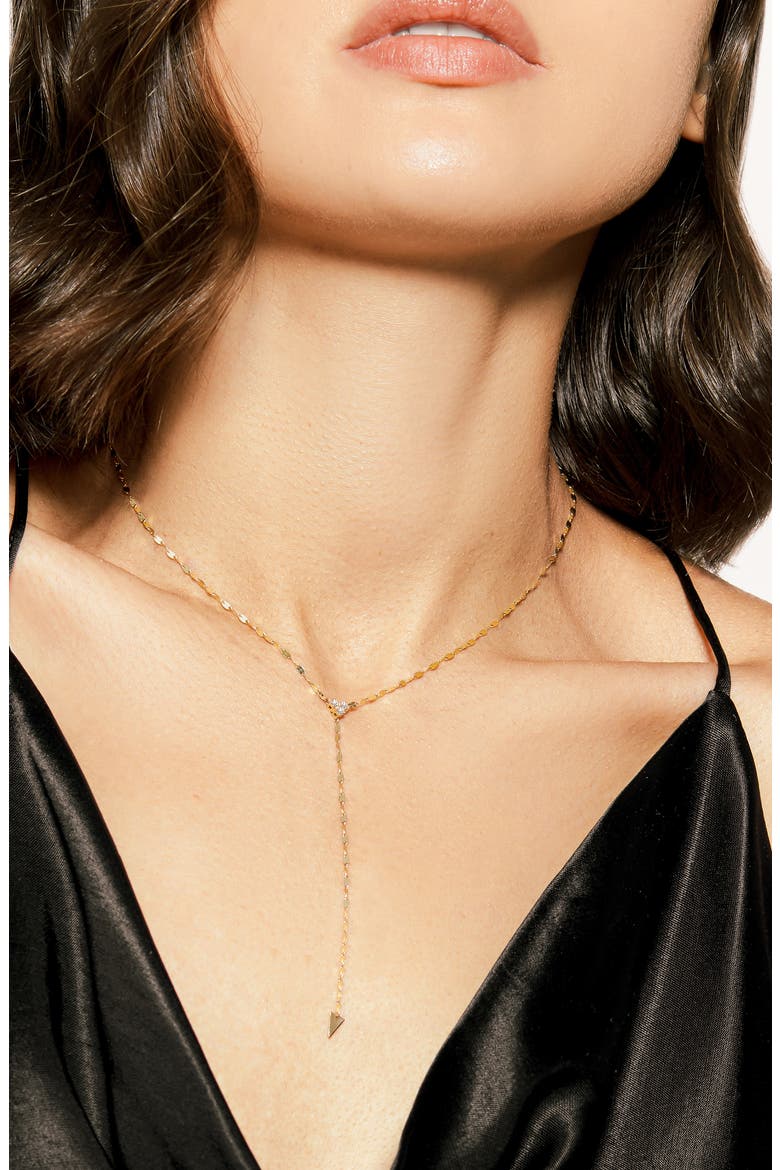 Vista 14K Gold Solo Cluster Diamond Y Necklace, Alternate, color, YELLOW GOLD
