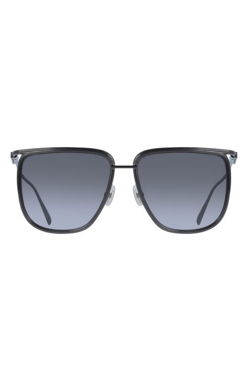 Ferragamo 58mm Gradient Modified Rectangular Sunglasses In Dark Ruthenium