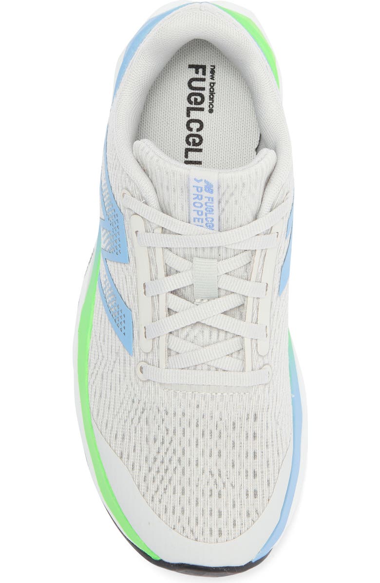 New Balance Kids' FuelCell Propel v5 Running Shoe, Alternate, color, Grey Matter/ Electric Sky
