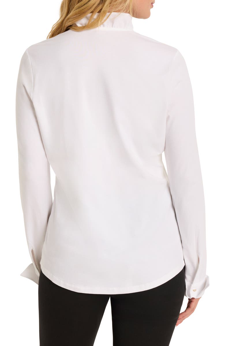 NIC+ZOE Ruffle Trim Long Sleeve Shirt, Alternate, color, Paper White