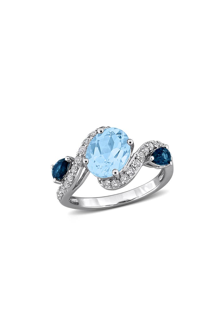 Sky Blue Topaz, London Blue Topaz & Lab Created Sapphire Ring, Main, color, BLUE