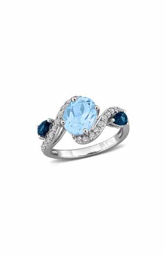 Sky Blue Topaz, London Blue Topaz & Lab Created Sapphire Ring