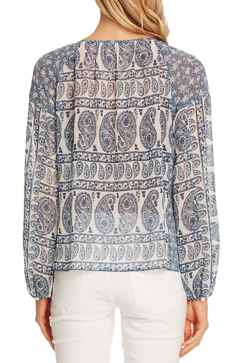 Paisley Chiffon Blouse, Alternate, color, DUSK BLUE
